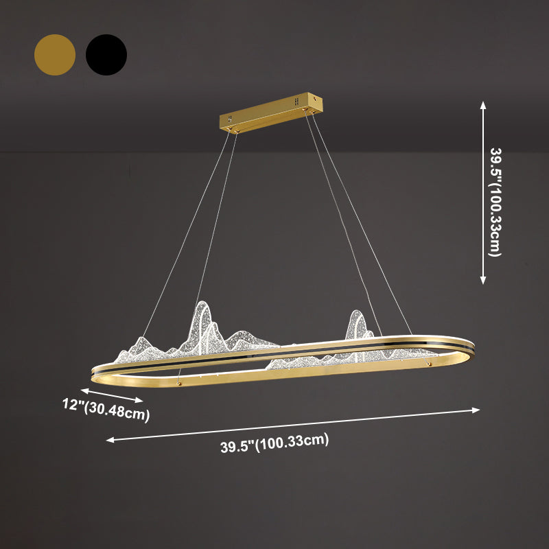 Contemporary Oval Island Lighting Metal 1 Light Island Light Fixture for Kitchen