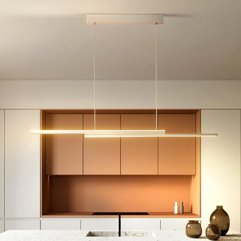 2 Light Linear Island Lighting Contemporary Metal Island Light Fixture