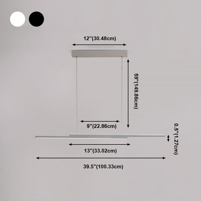 2 Light Linear Island Lighting Contemporary Metal Island Light Fixture