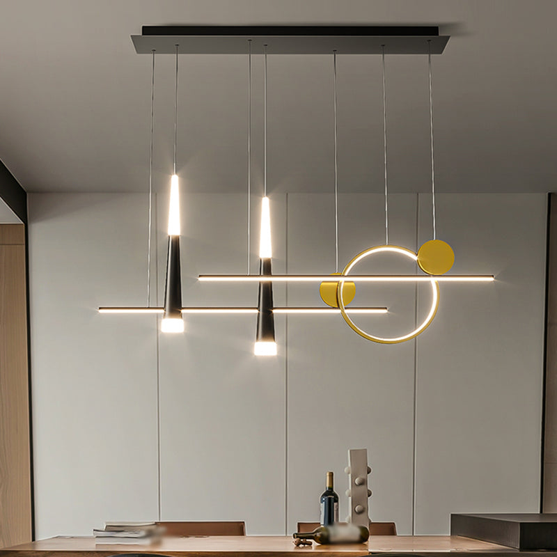 5 Light Linear Island Lighting Contemporary Metal Island Pendant Lights