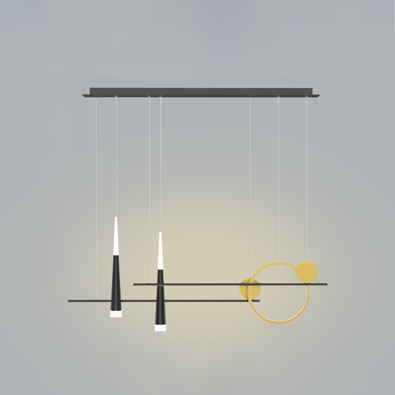 5 Light Linear Island Lighting Contemporary Metal Island Pendant Lights