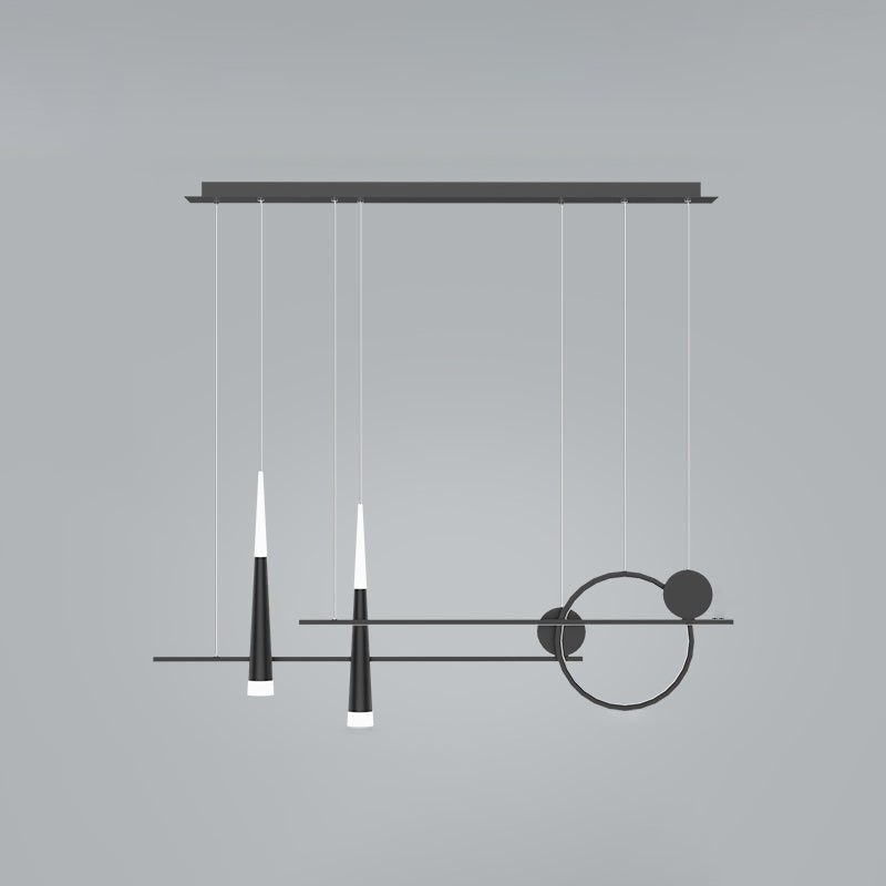 5 Light Linear Island Lighting Contemporary Metal Island Pendant Lights