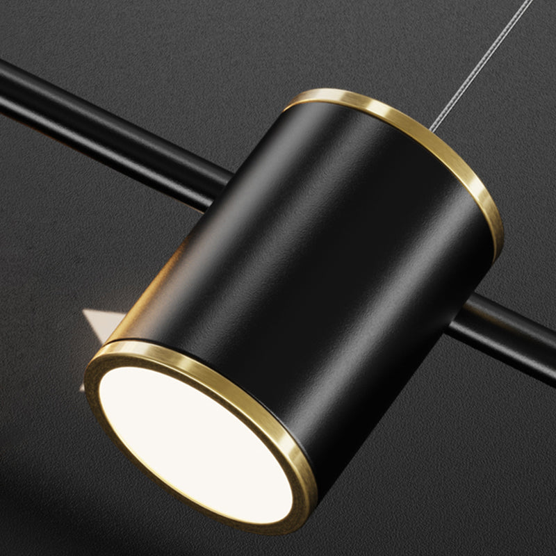 Contemporary Cylinder Island Lighting Metal 5 Light Island Pendant Lights