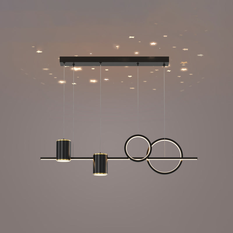 Contemporary Cylinder Island Lighting Metal 5 Light Island Pendant Lights