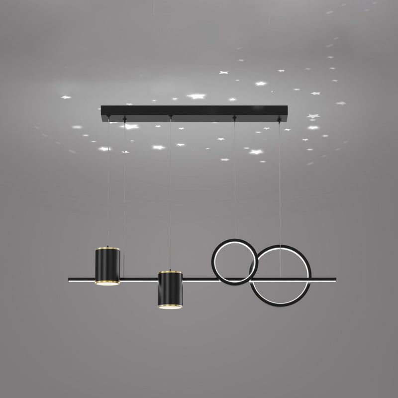 Contemporary Cylinder Island Lighting Metal 5 Light Island Pendant Lights