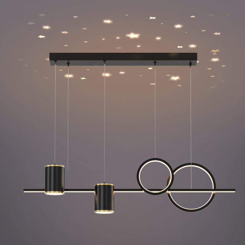 Contemporary Cylinder Island Lighting Metal 5 Light Island Pendant Lights