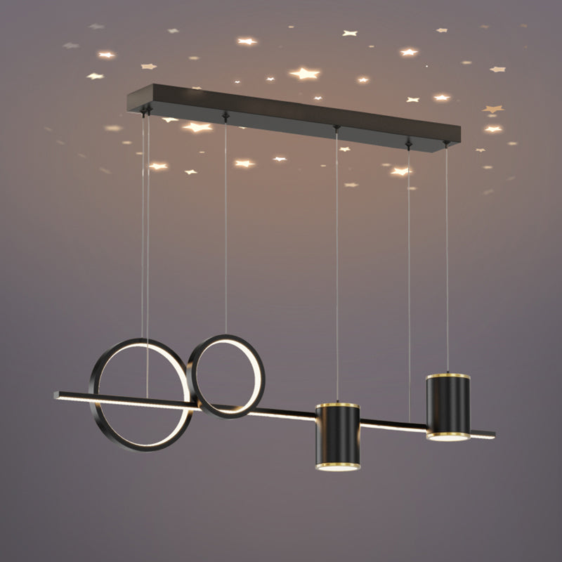 Contemporary Cylinder Island Lighting Metal 5 Light Island Pendant Lights