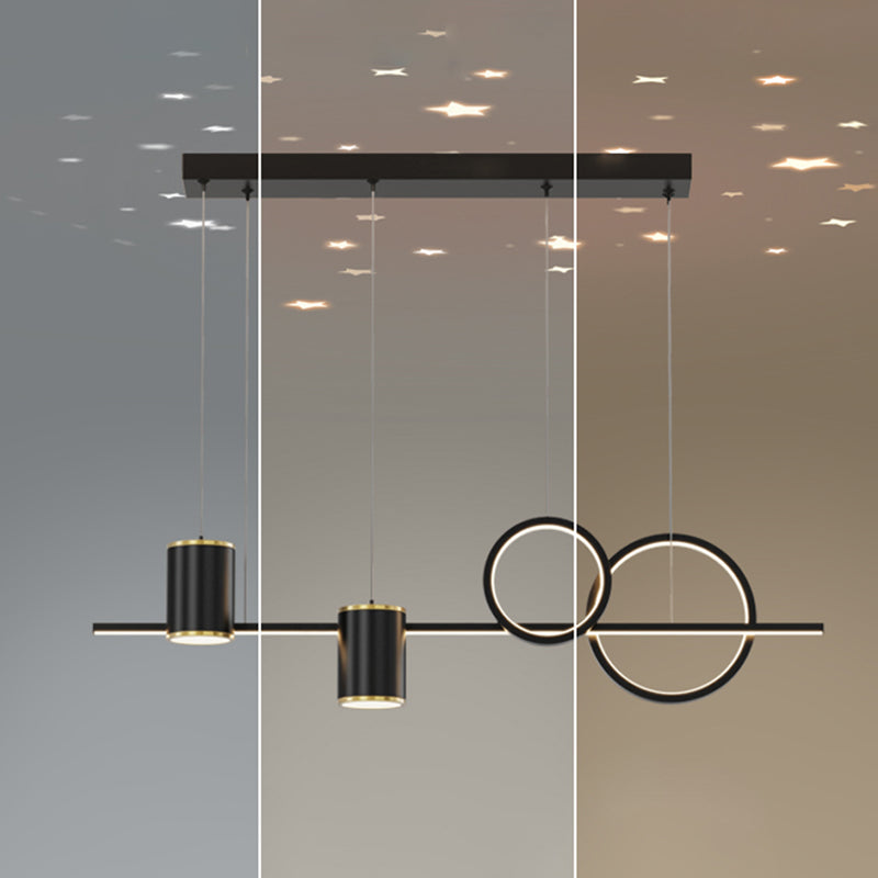 Contemporary Cylinder Island Lighting Metal 5 Light Island Pendant Lights