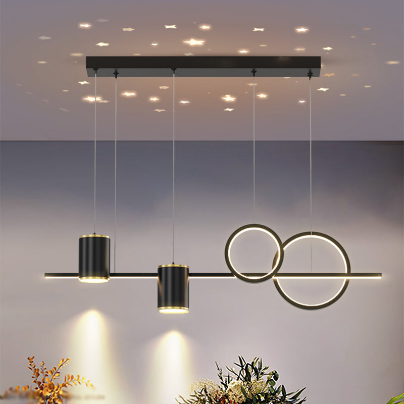 Contemporary Cylinder Island Lighting Metal 5 Light Island Pendant Lights