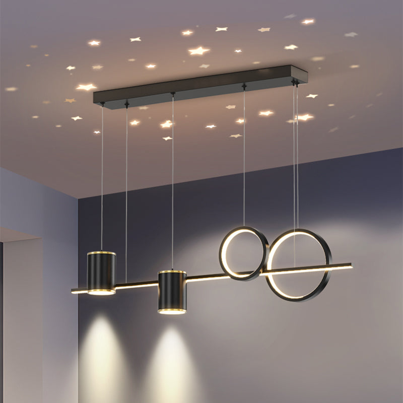 Contemporary Cylinder Island Lighting Metal 5 Light Island Pendant Lights