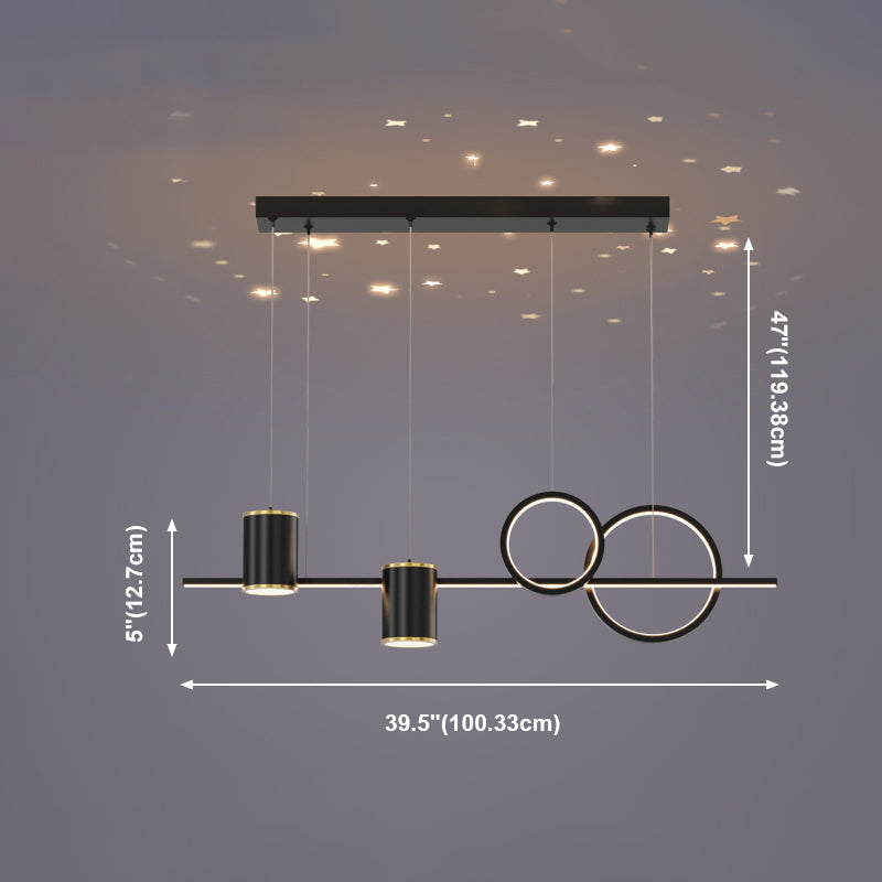 Contemporary Cylinder Island Lighting Metal 5 Light Island Pendant Lights