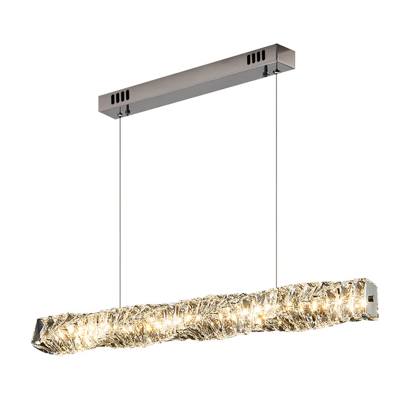 1 Light Rectangle Island Lighting Contemporary Crystal Island Lights for Kitchen