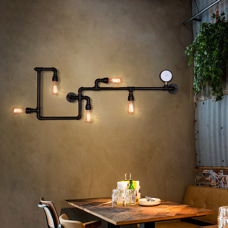 Metal Water Pipe Shade Wall Lighting Industrial Style 5 Lights Wall Mounted Light Fixture