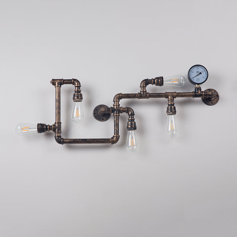 Metal Water Pipe Shade Wall Lighting Industrial Style 5 Lights Wall Mounted Light Fixture