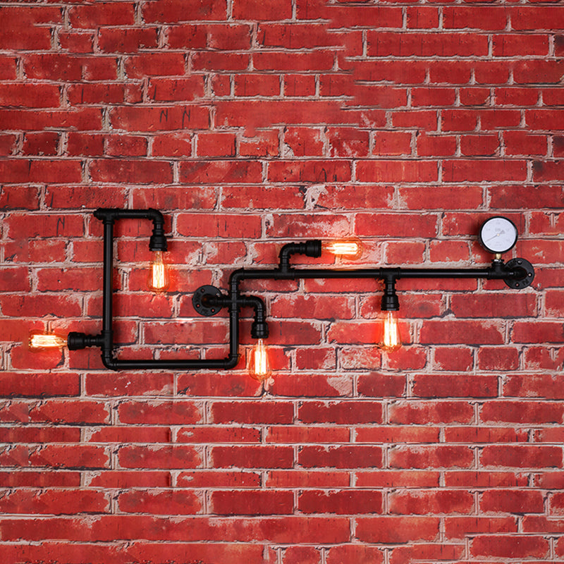 Metal Water Pipe Shade Wall Lighting Industrial Style 5 Lights Wall Mounted Light Fixture