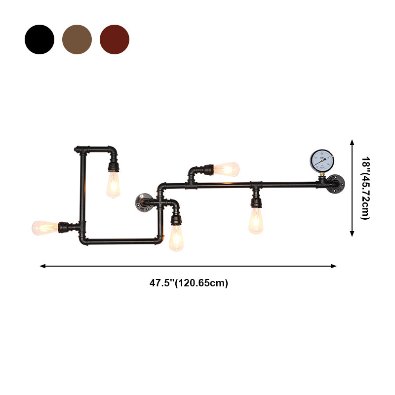 Metal Water Pipe Shade Wall Lighting Industrial Style 5 Lights Wall Mounted Light Fixture