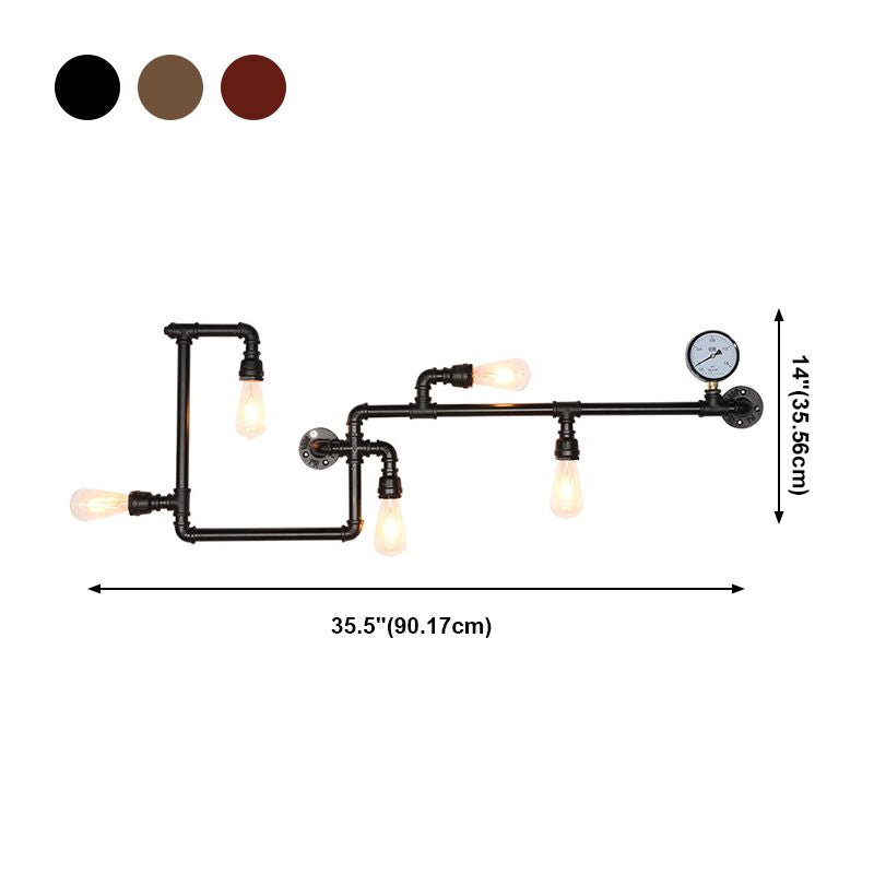 Metal Water Pipe Shade Wall Lighting Industrial Style 5 Lights Wall Mounted Light Fixture