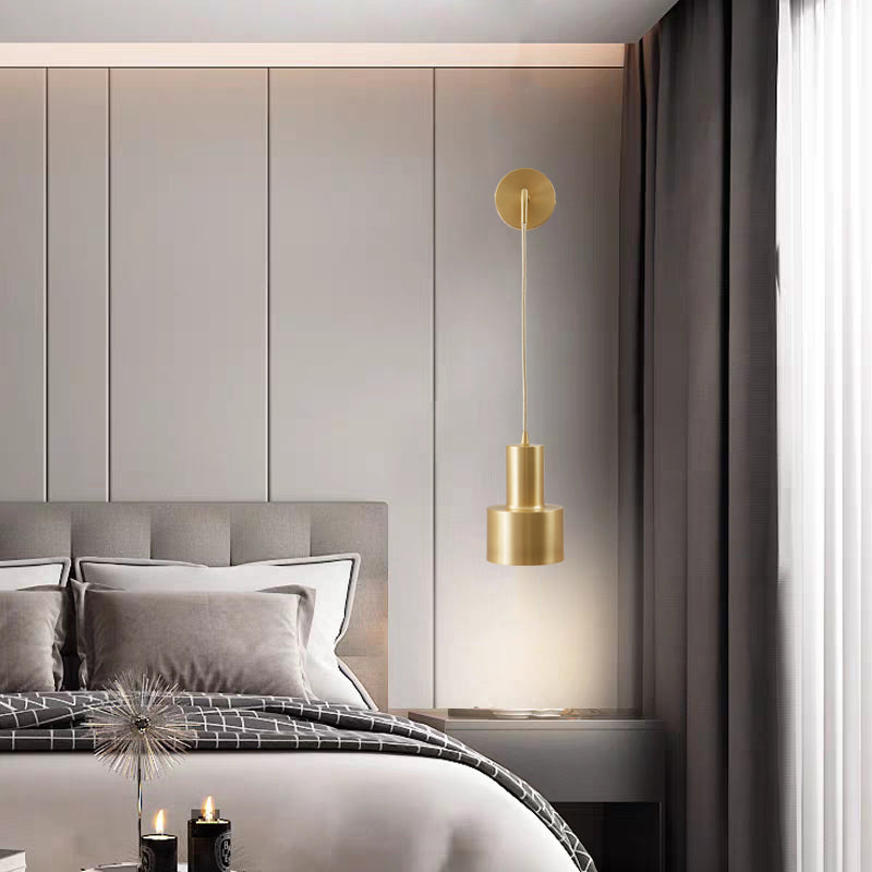 Metal Cylinder Wall Mounted Lamps Modern Style 1 Light Sconce Light Fixtures in Gold