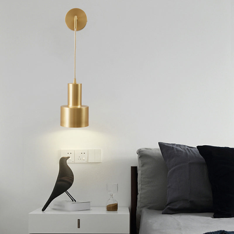 Metallzylinderwandmontaglampen Moderner Stil 1 leichte Leuchtenleuchten in Gold