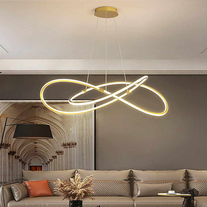 Modern Style Twist Shape Pendant Chandelier Metal 1 Light Chandelier Light in Gold