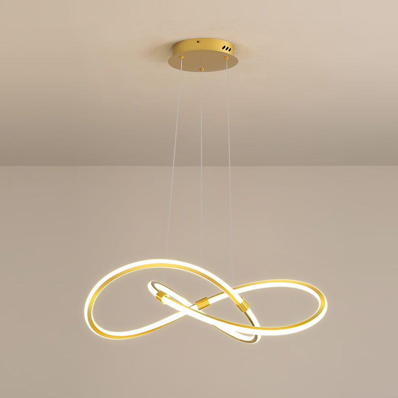 Modern Style Twist Shape Pendant Chandelier Metal 1 Light Chandelier Light in Gold