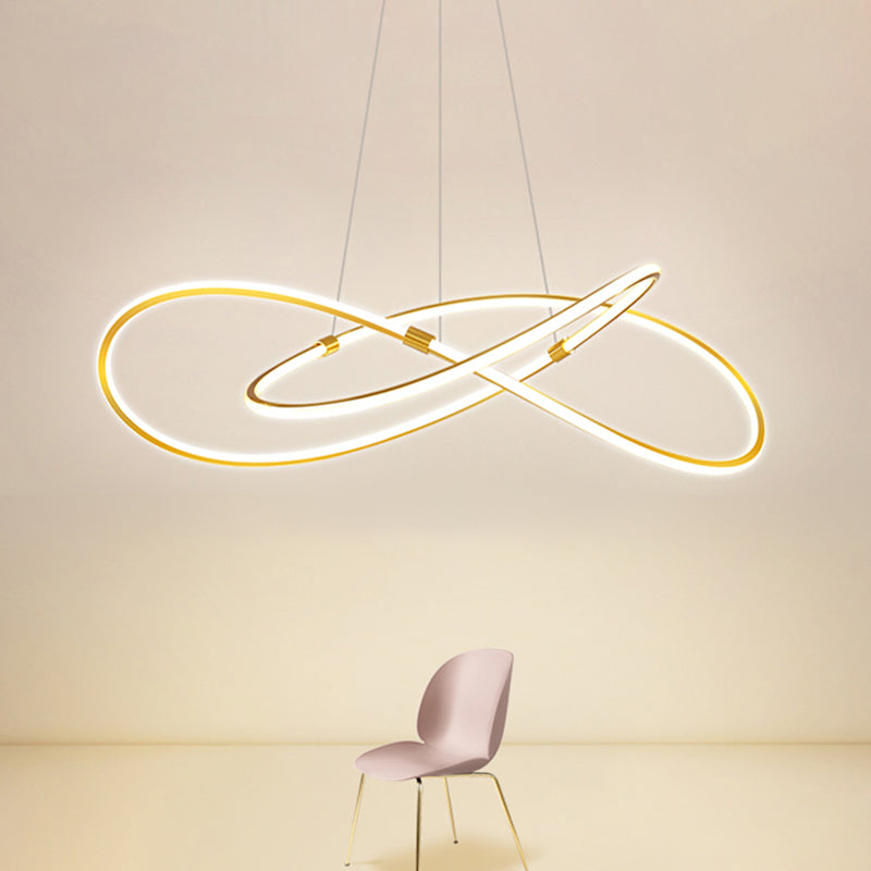 Modern Style Twist Shape Pendant Chandelier Metal 1 Light Chandelier Light in Gold