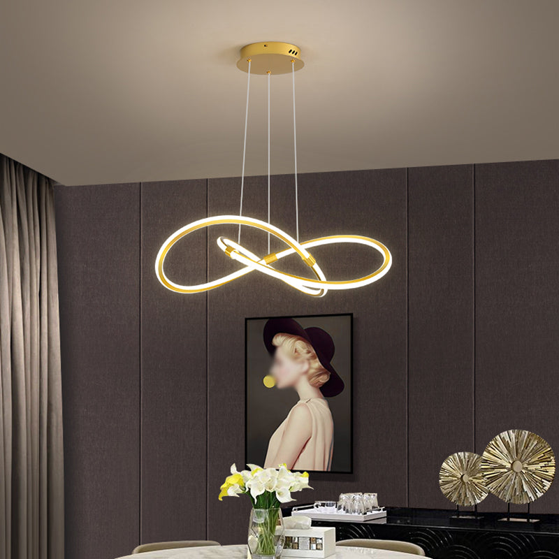 Modern Style Twist Shape Pendant Chandelier Metal 1 Light Chandelier Light in Gold