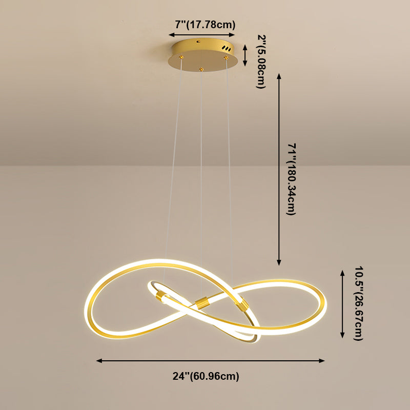 Modern Style Twist Shape Pendant Chandelier Metal 1 Light Chandelier Light in Gold