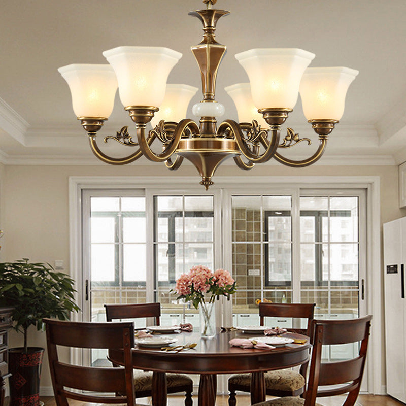 Modern Style Metal Hanging Pendant Light Glass Geometric Chandelier for Living Room