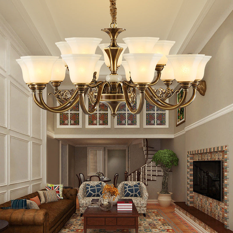 Modern Style Metal Hanging Pendant Light Glass Geometric Chandelier for Living Room