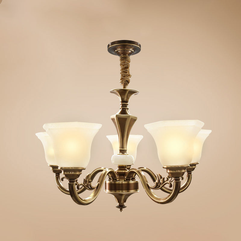 Modern Style Metal Hanging Pendant Light Glass Geometric Chandelier for Living Room