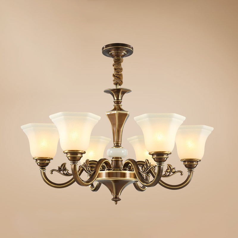 Modern Style Metal Hanging Pendant Light Glass Geometric Chandelier for Living Room