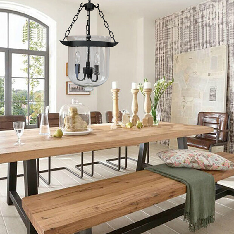 Industrial Creative Style Hanging Light Wrought Iron Pendant Light with Glass Shade