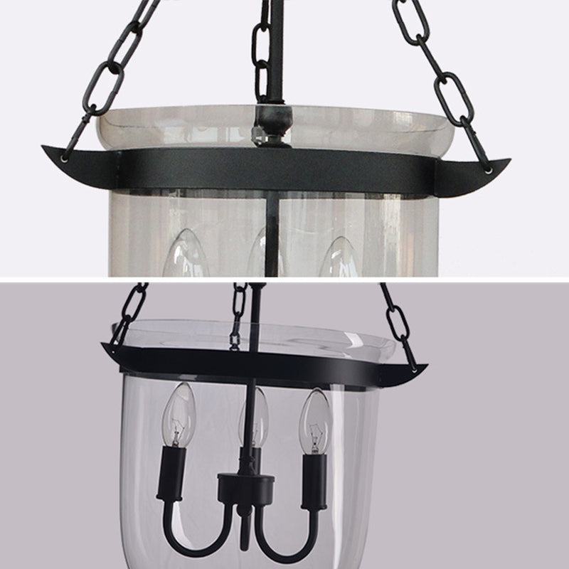 Industrial Creative Style Hanging Light Wrought Iron Pendant Light with Glass Shade