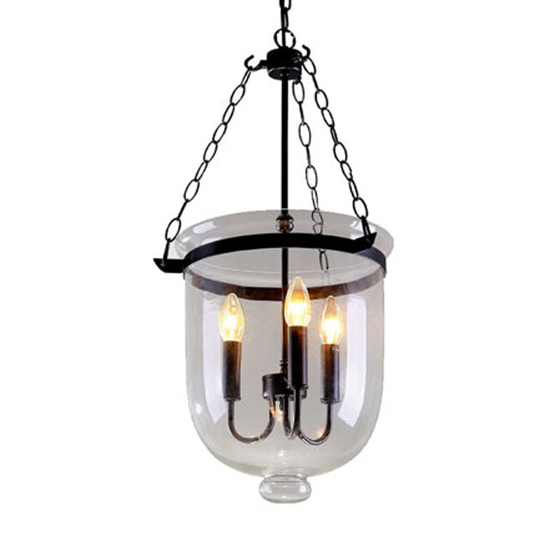 Industrial Creative Style Hanging Light Wrought Iron Pendant Light with Glass Shade