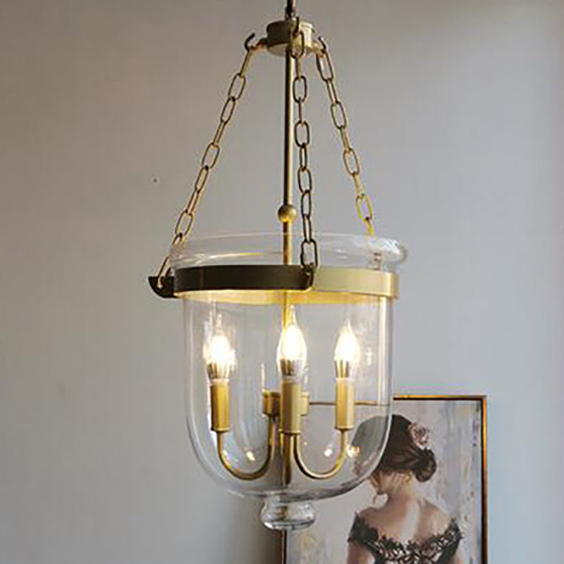 Industrial Creative Style Hanging Light Wrought Iron Pendant Light with Glass Shade