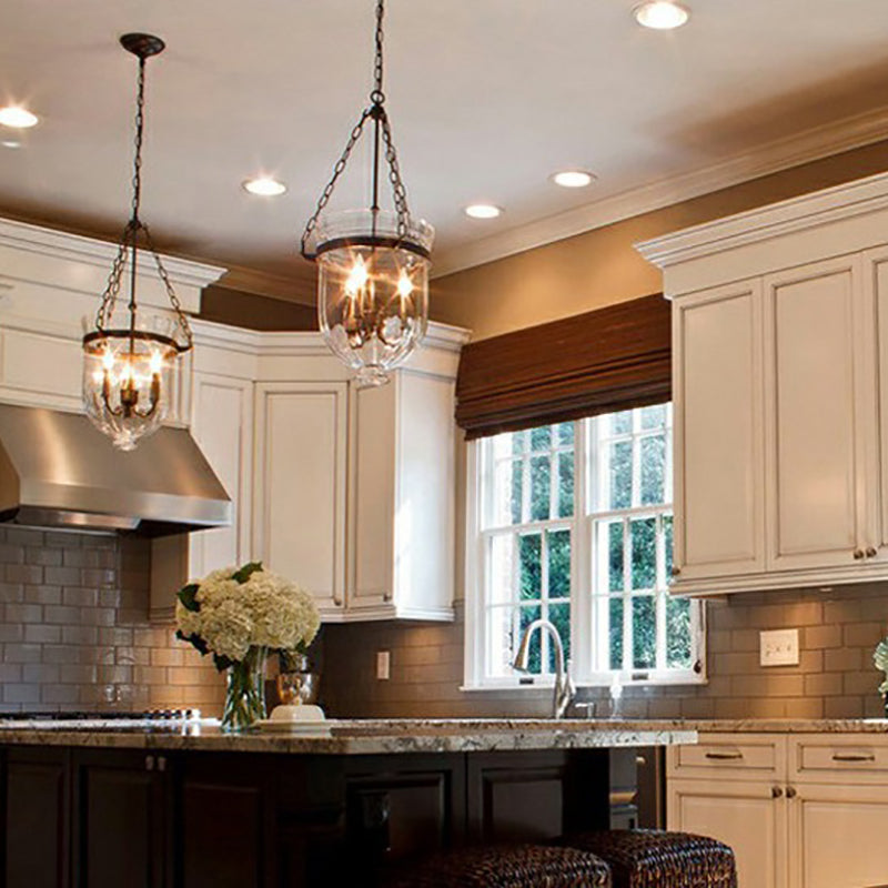 Industrial Creative Style Hanging Light Wrought Iron Pendant Light with Glass Shade