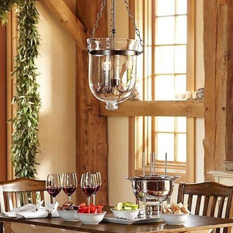 Industrial Creative Style Hanging Light Wrought Iron Pendant Light with Glass Shade