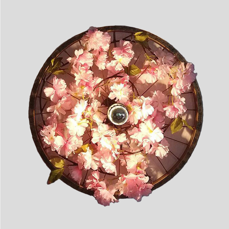 LED -Wandbeleuchtung Industrial Restaurant Blumenwandhalterung Leuchte mit Radmetallschatten in Schwarz, 12,5 "/19"/23 "Dia