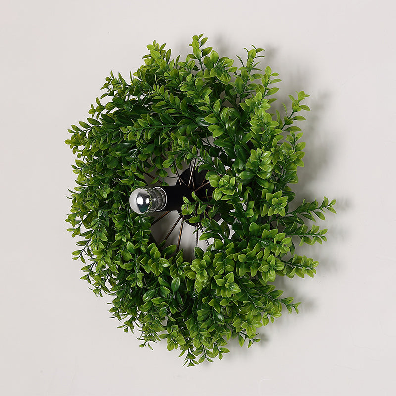 Wagon Wheel Metal Sconce Lamp Antique 1 Light Restaurant LED Plant Wall Mount Lighting in Black