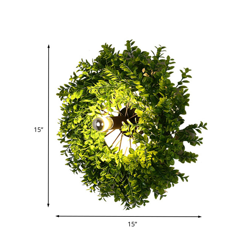 Wagon Wheel Metal Sconce Lamp Antique 1 Light Restaurant LED Plant Wall Mount Lighting in Black