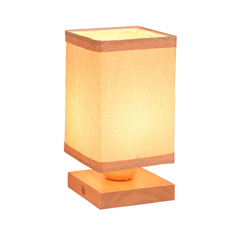1 tête de salle à manger lampe de bureau chinois lumière de table en bois avec une teinte de tissu rectangle