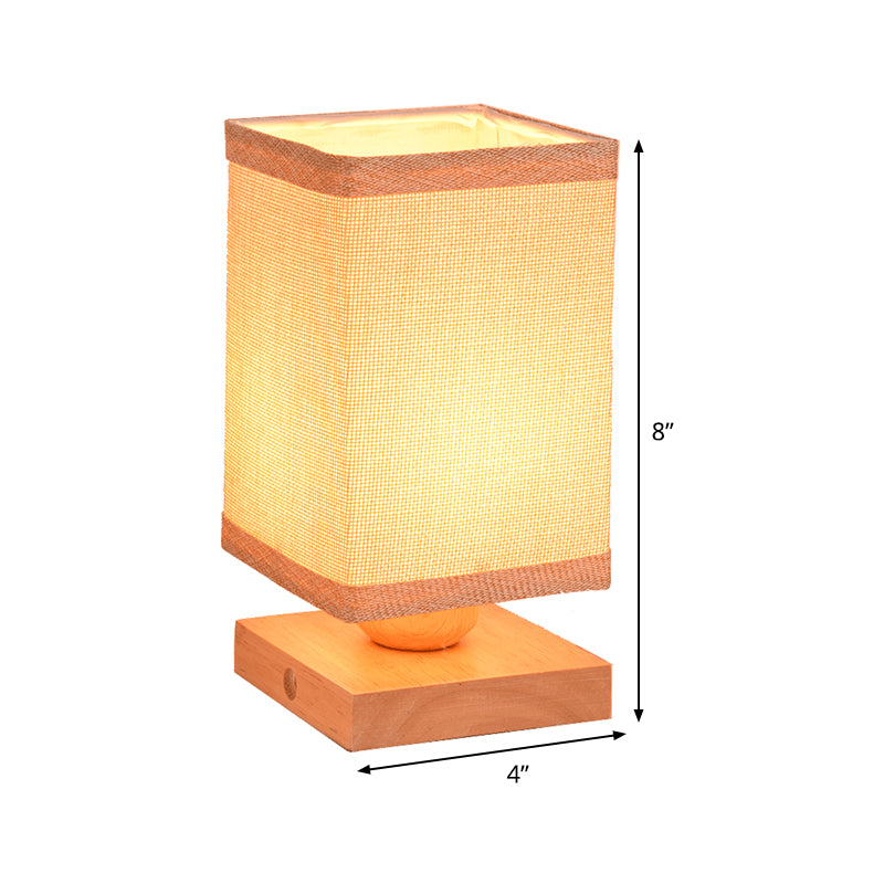 1 tête de salle à manger lampe de bureau chinois lumière de table en bois avec une teinte de tissu rectangle