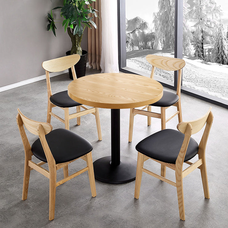 Metal Contemporary Dining Table Wood Top Table for Dining Room