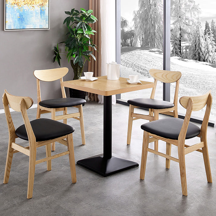 Metal Contemporary Dining Table Wood Top Table for Dining Room