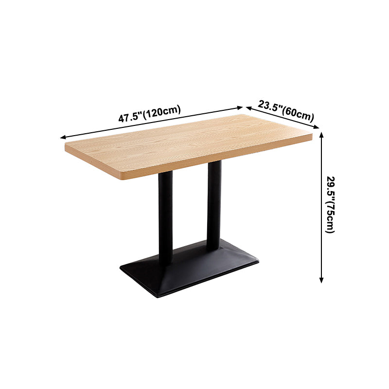 Metal Contemporary Dining Table Wood Top Table for Dining Room