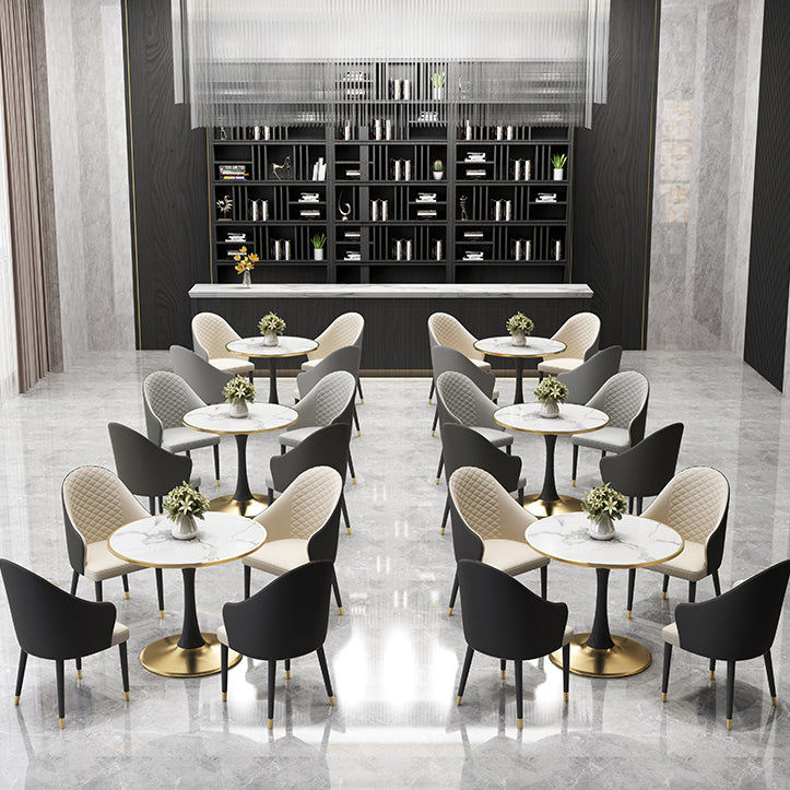 Tavolo da pranzo di lusso tradizionale da 31,5 '"tavolo rotondo con base di tulipani in metallo