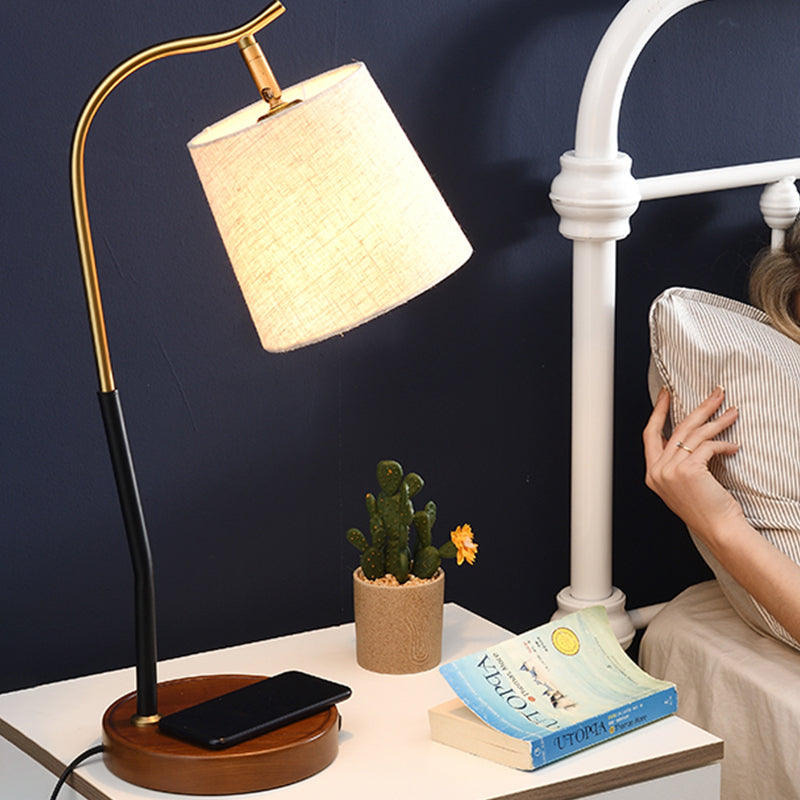 Flare Tessuto Task Lighting Modernismo 1 Lampadina Lampada da lettura Rosso Marrone/Beige per Soggiorno