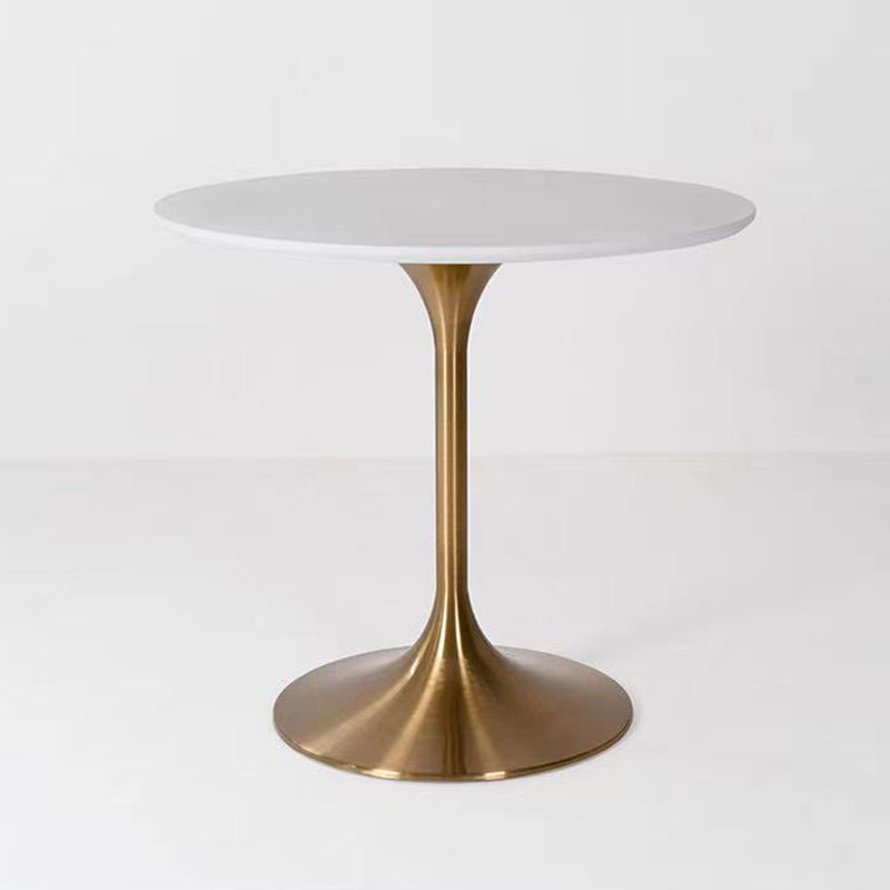 Mesa de comedor redonda contemporánea de metal mesa de madera maciza para comedor