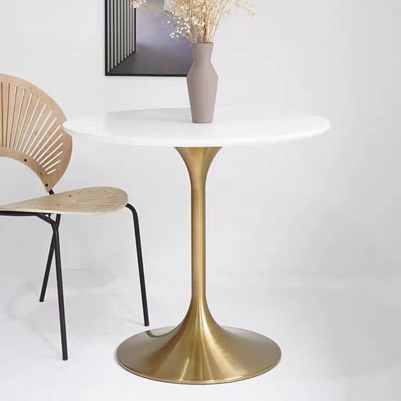 Mesa de comedor redonda contemporánea de metal mesa de madera maciza para comedor